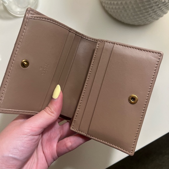 GUCCI GG MARMONT CARD CASE WALLET DUSTY PINK LEATHER - Picture 7 of 8